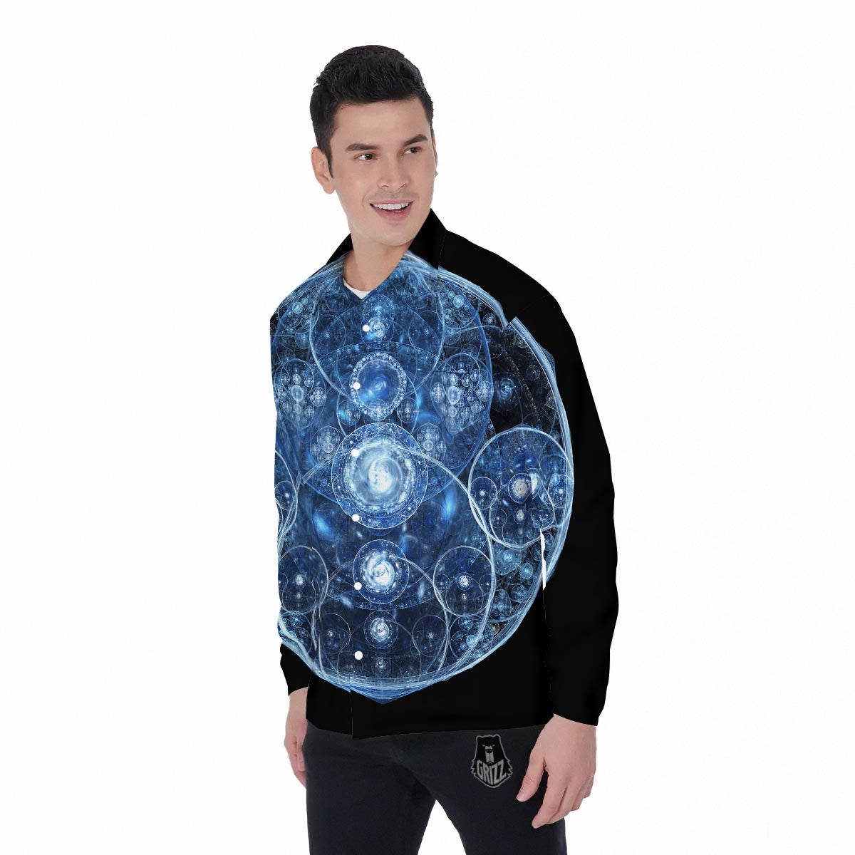 Fractal Steampunk Print Men's Long Sleeve Shirts-grizzshop