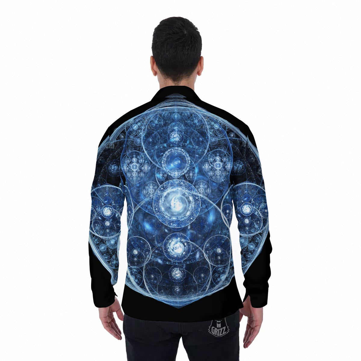 Fractal Steampunk Print Men's Long Sleeve Shirts-grizzshop