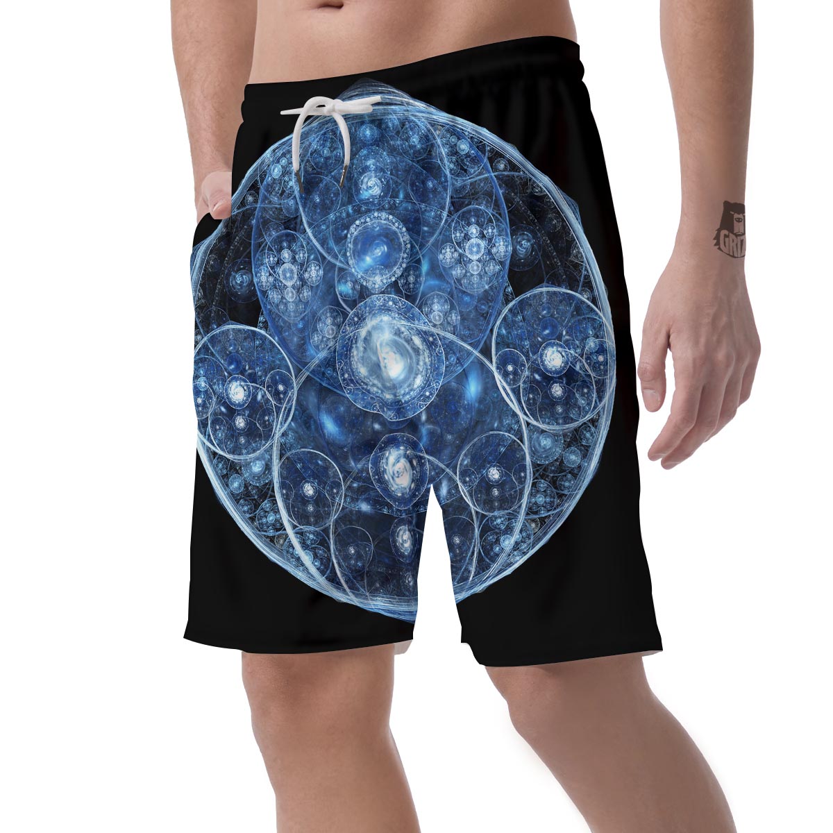 Fractal Steampunk Print Men's Shorts-grizzshop