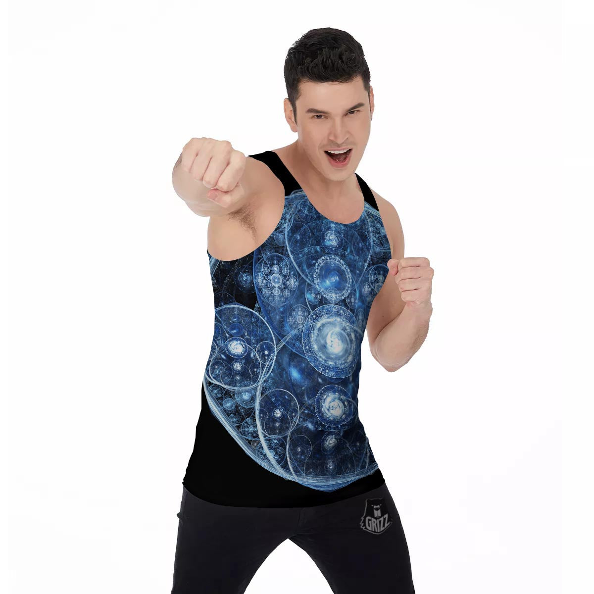 Fractal Steampunk Print Men's Tank Top-grizzshop