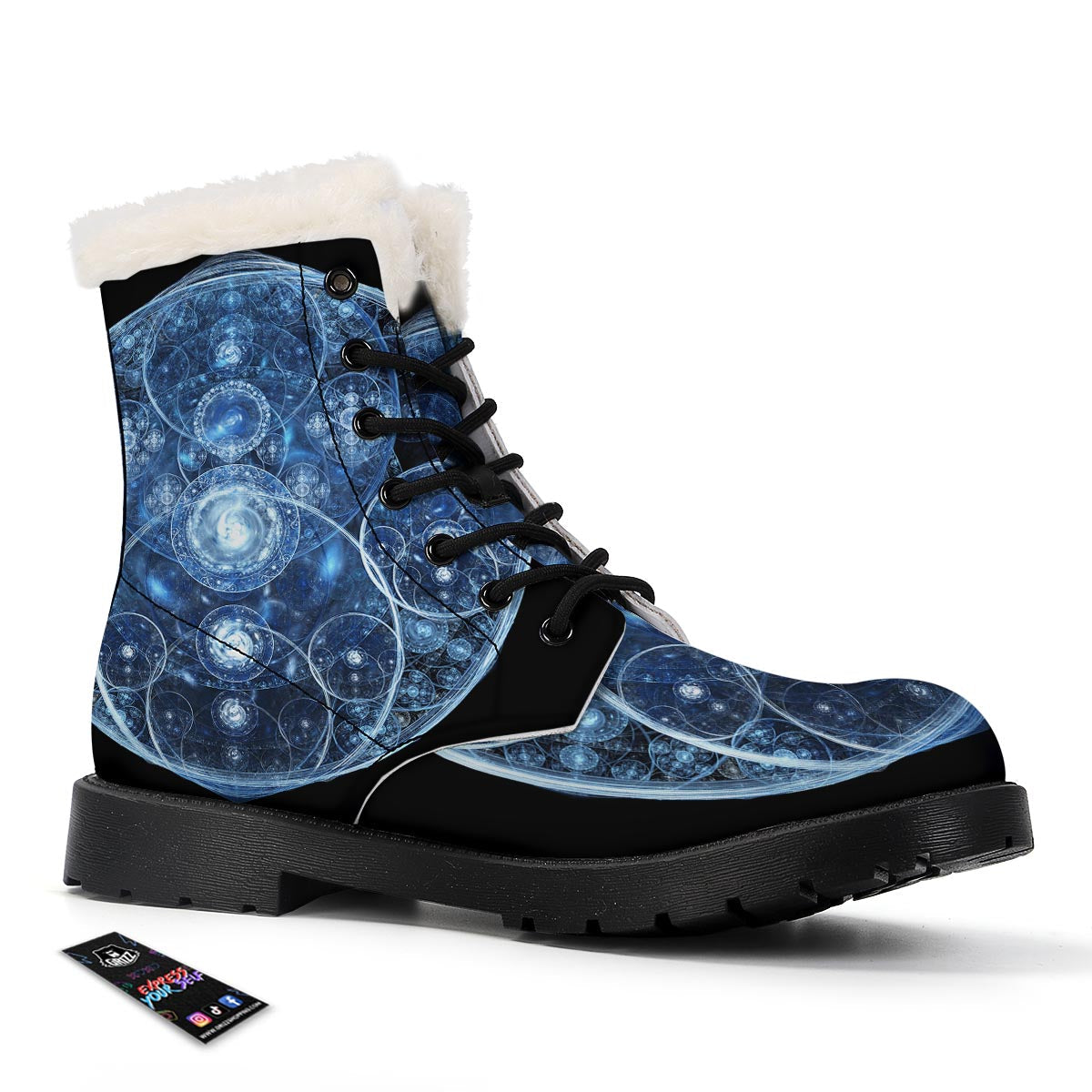 Fractal Steampunk Print Winter Boots-grizzshop