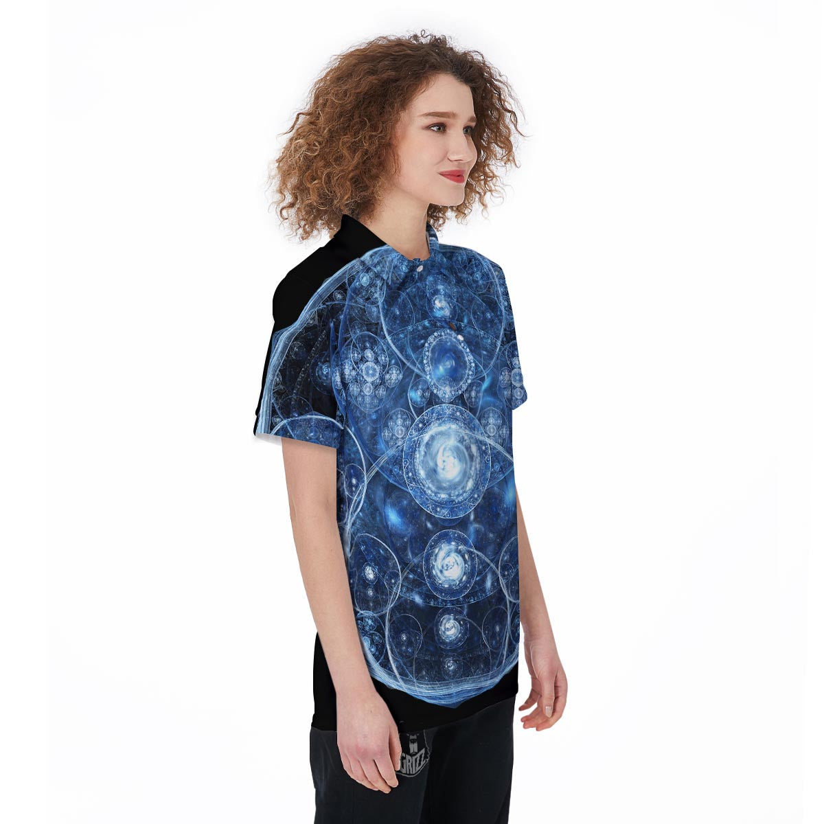 Fractal Steampunk Print Women's Golf Shirts-grizzshop