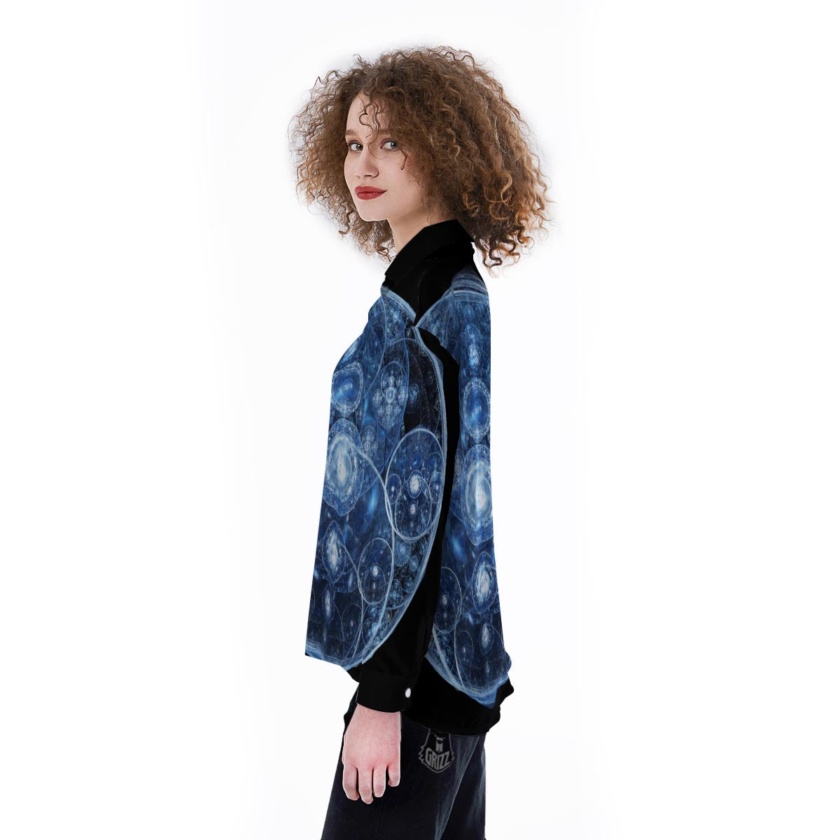 Fractal Steampunk Print Women's Long Sleeve Shirts-grizzshop