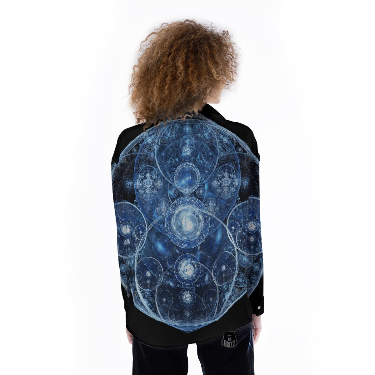 Fractal Steampunk Print Women's Long Sleeve Shirts-grizzshop