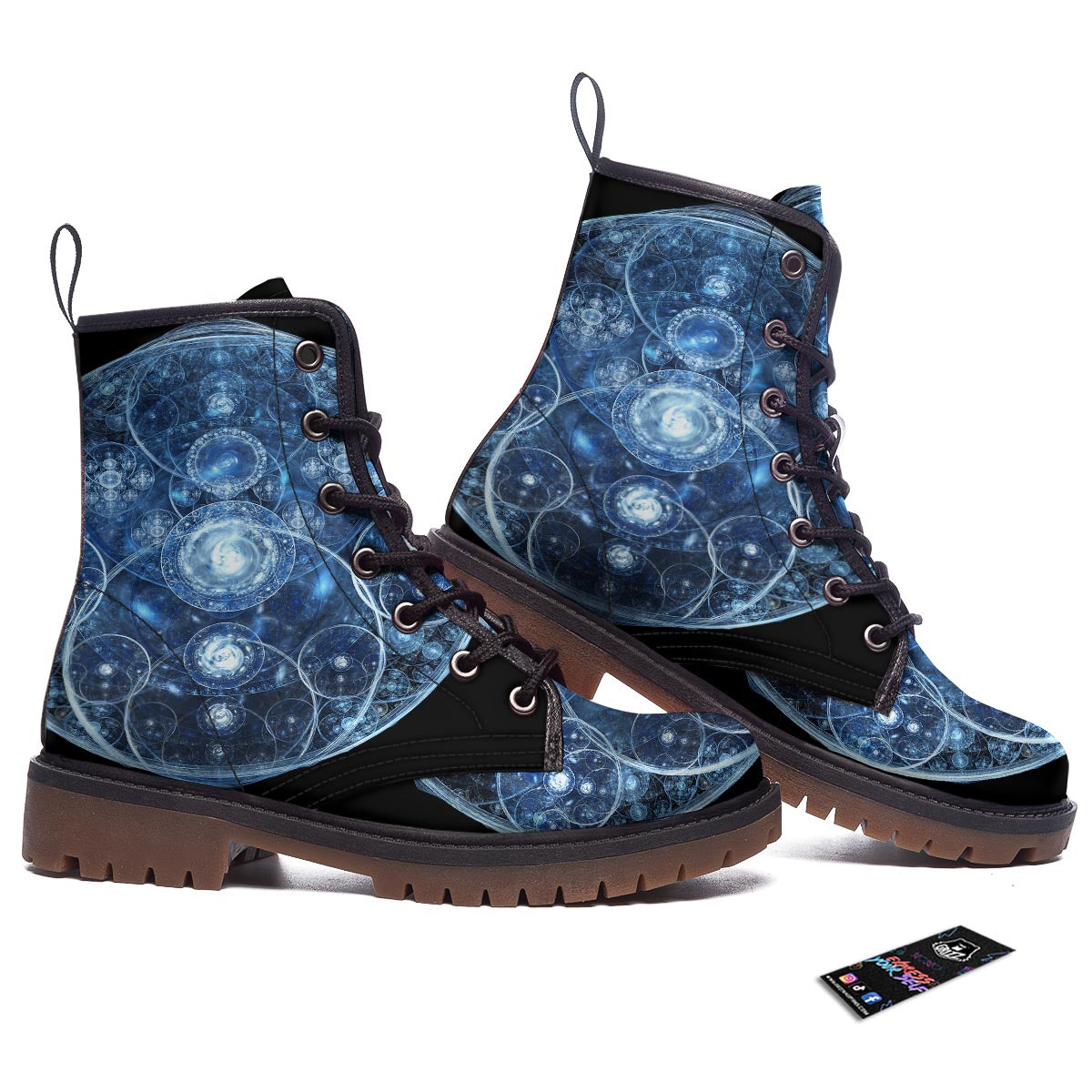 Fractal Steampunk Print Work Boots-grizzshop