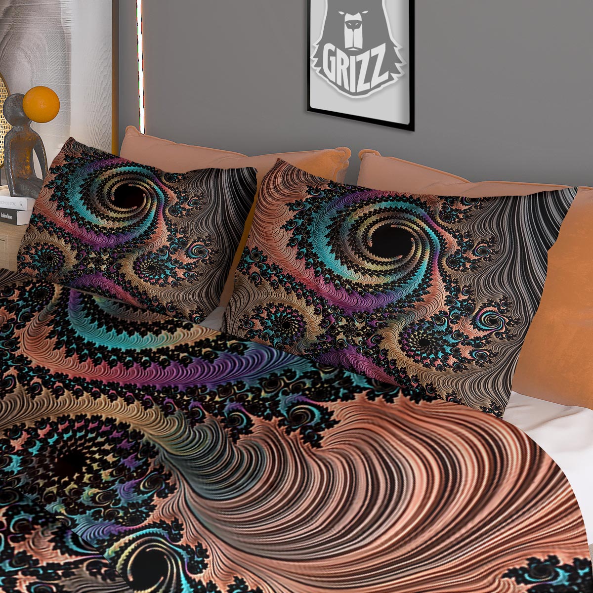 Fractal Trippy Print Duvet Cover Bedding Set