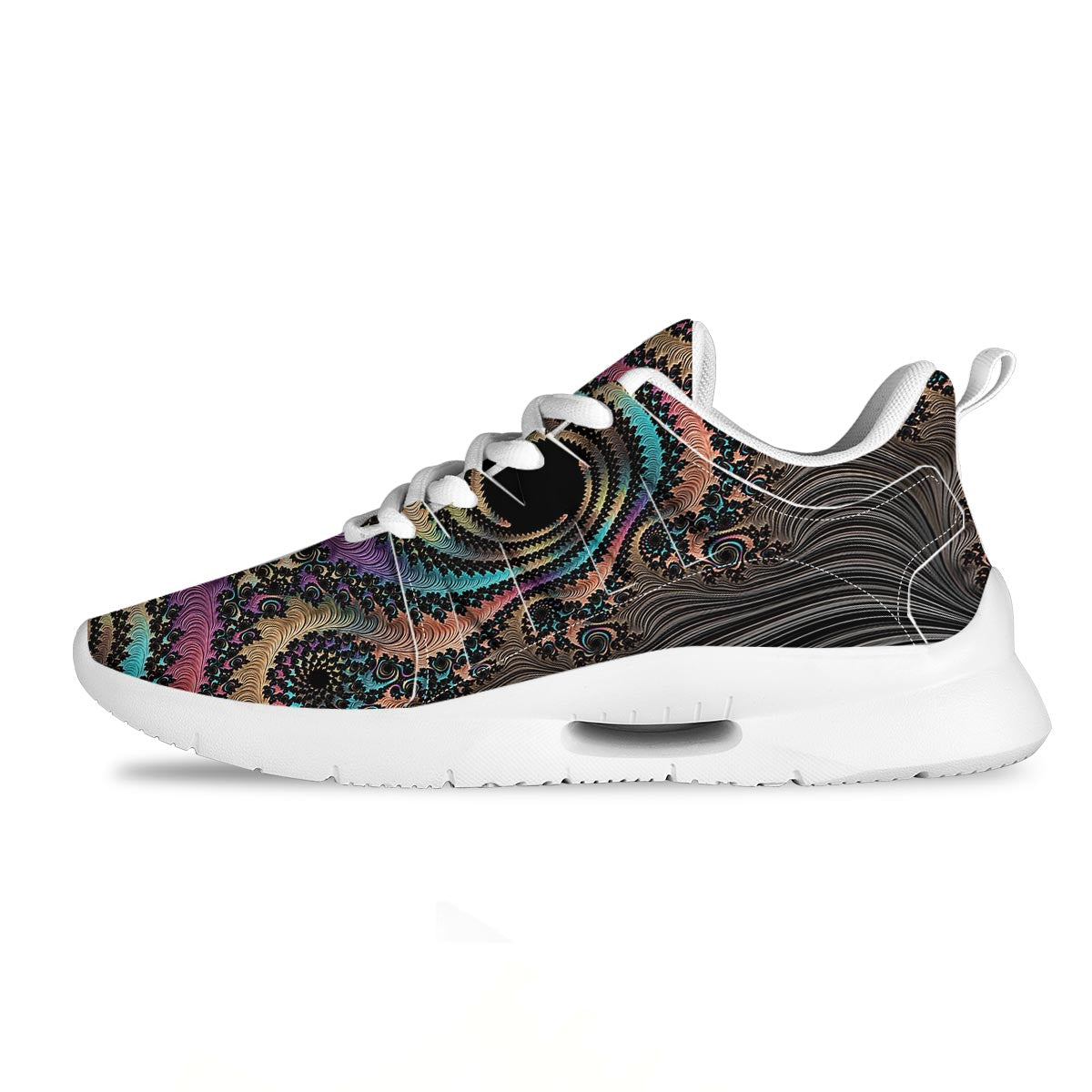 Fractal Trippy Print Tennis Shoes-grizzshop