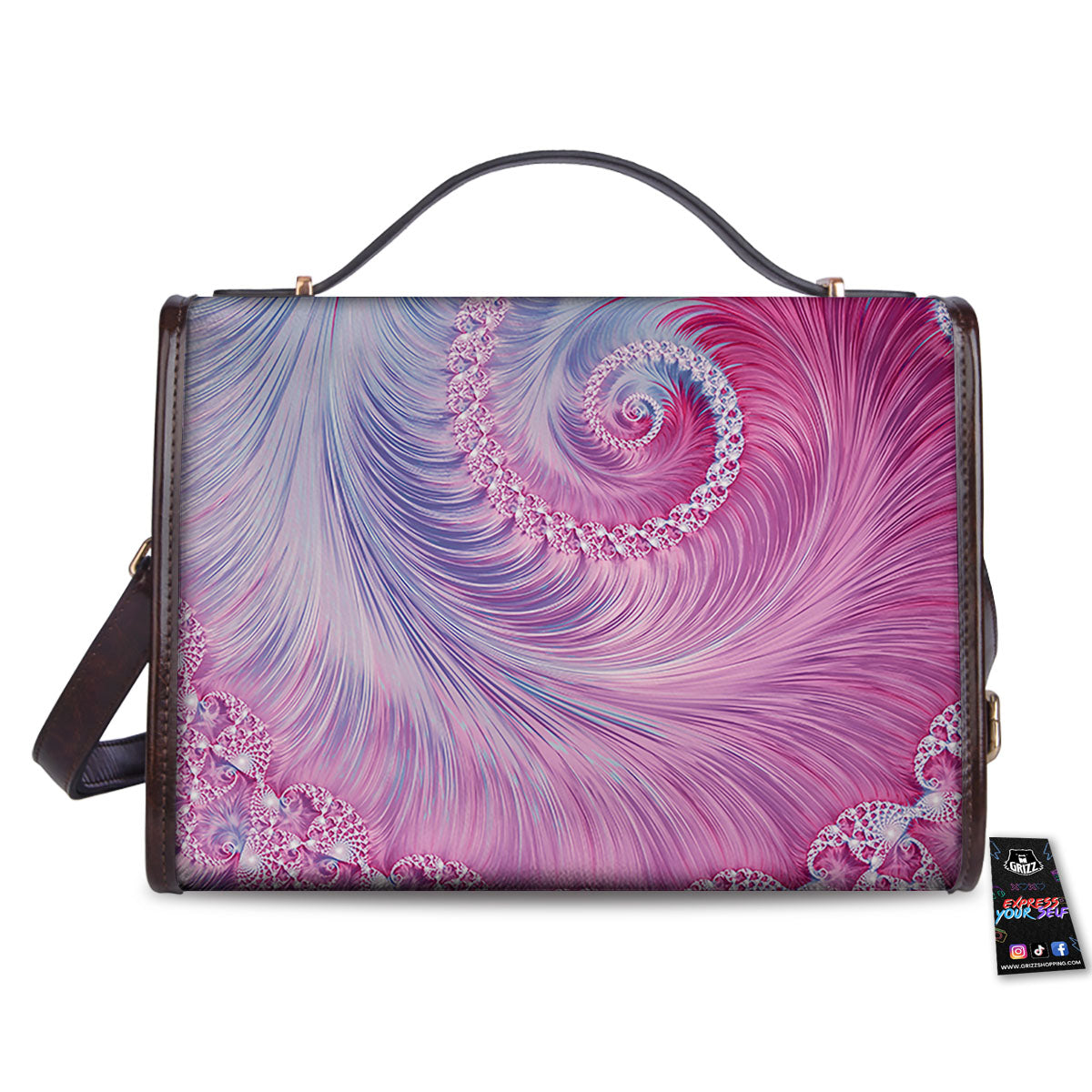 Fractal Spiral Print Women's Satchel Bag