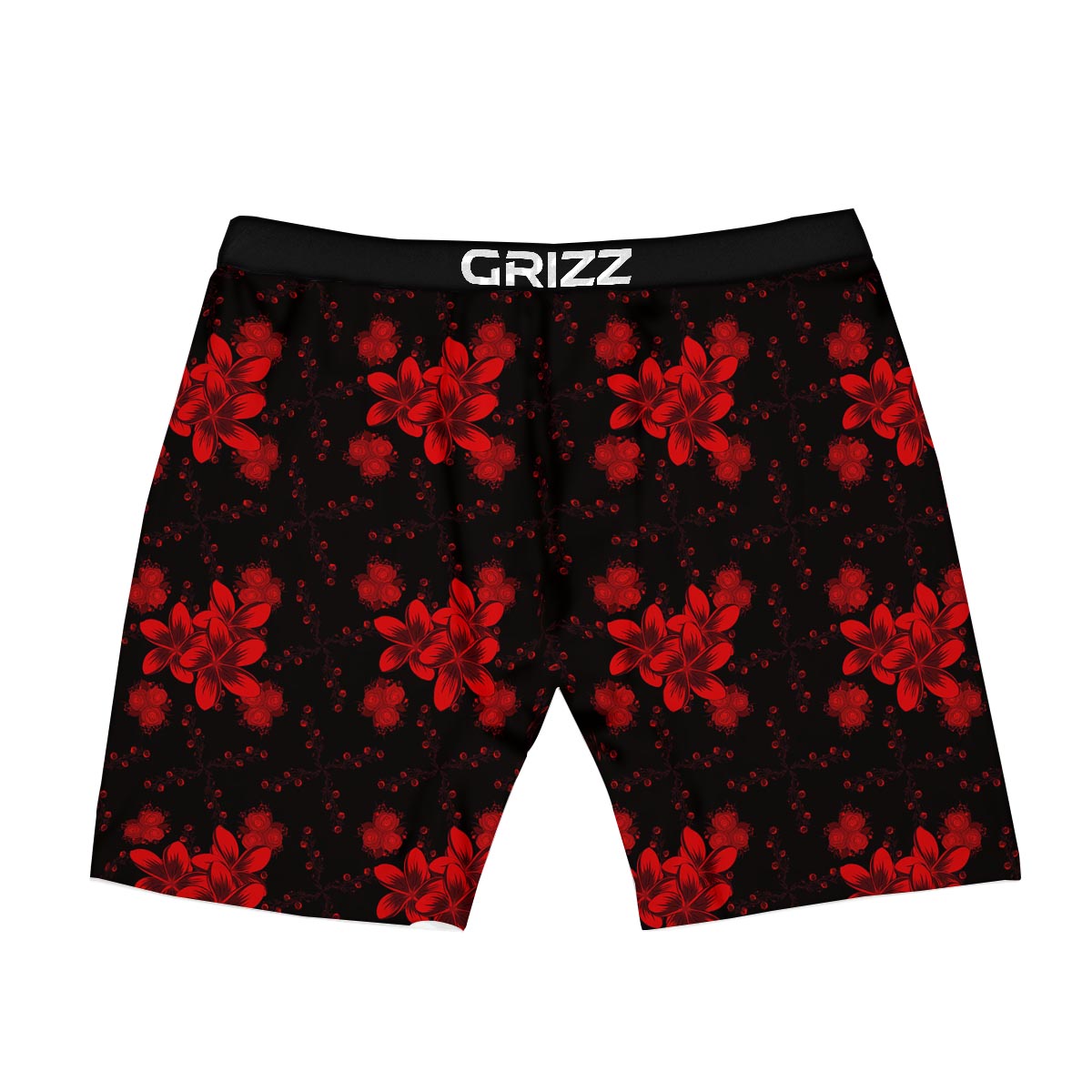Frangipani Black And Red Print Pattern Boxer Briefs-grizzshop