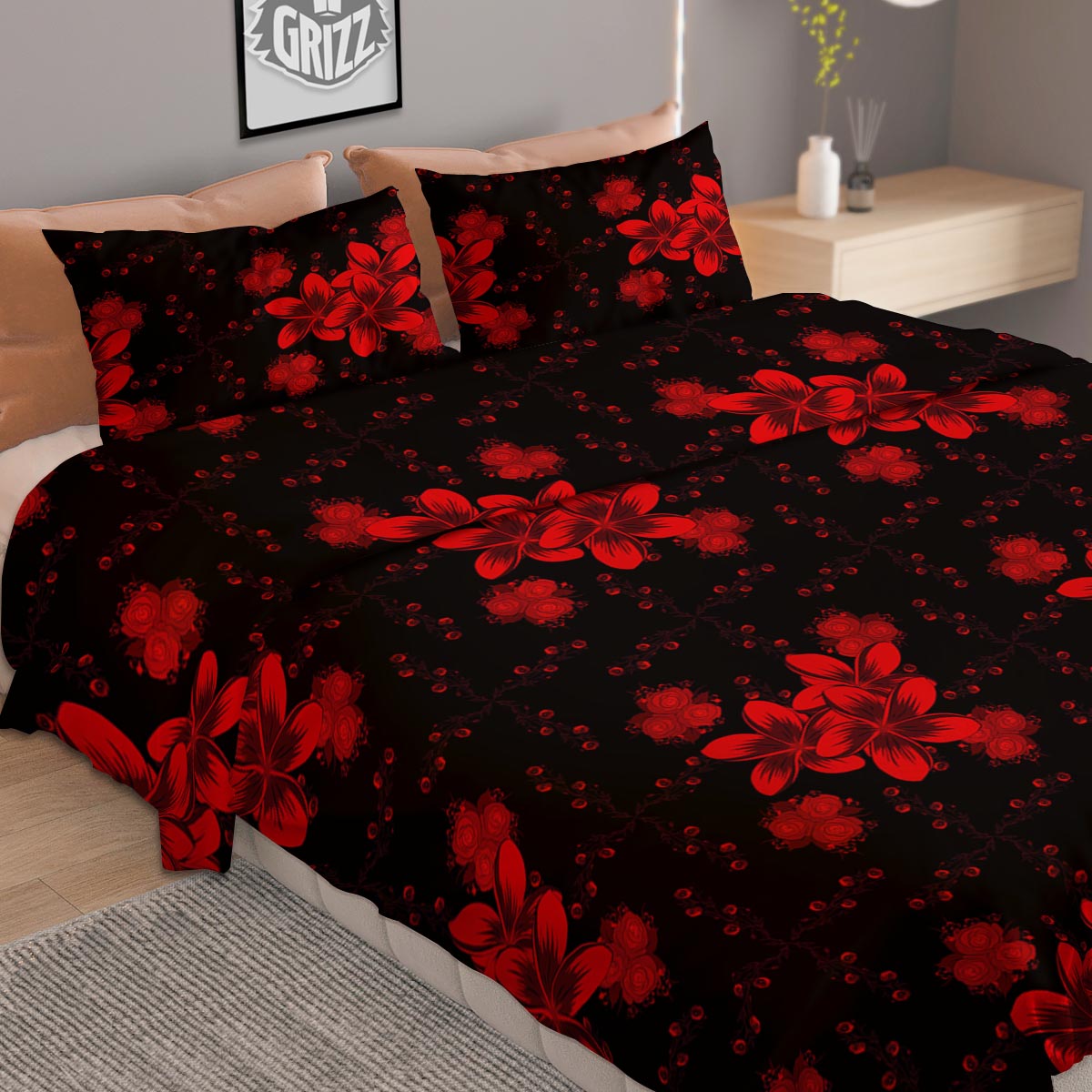 Flowers Hawaii Tropical Print Pattern Duvet Cover Bedding Set