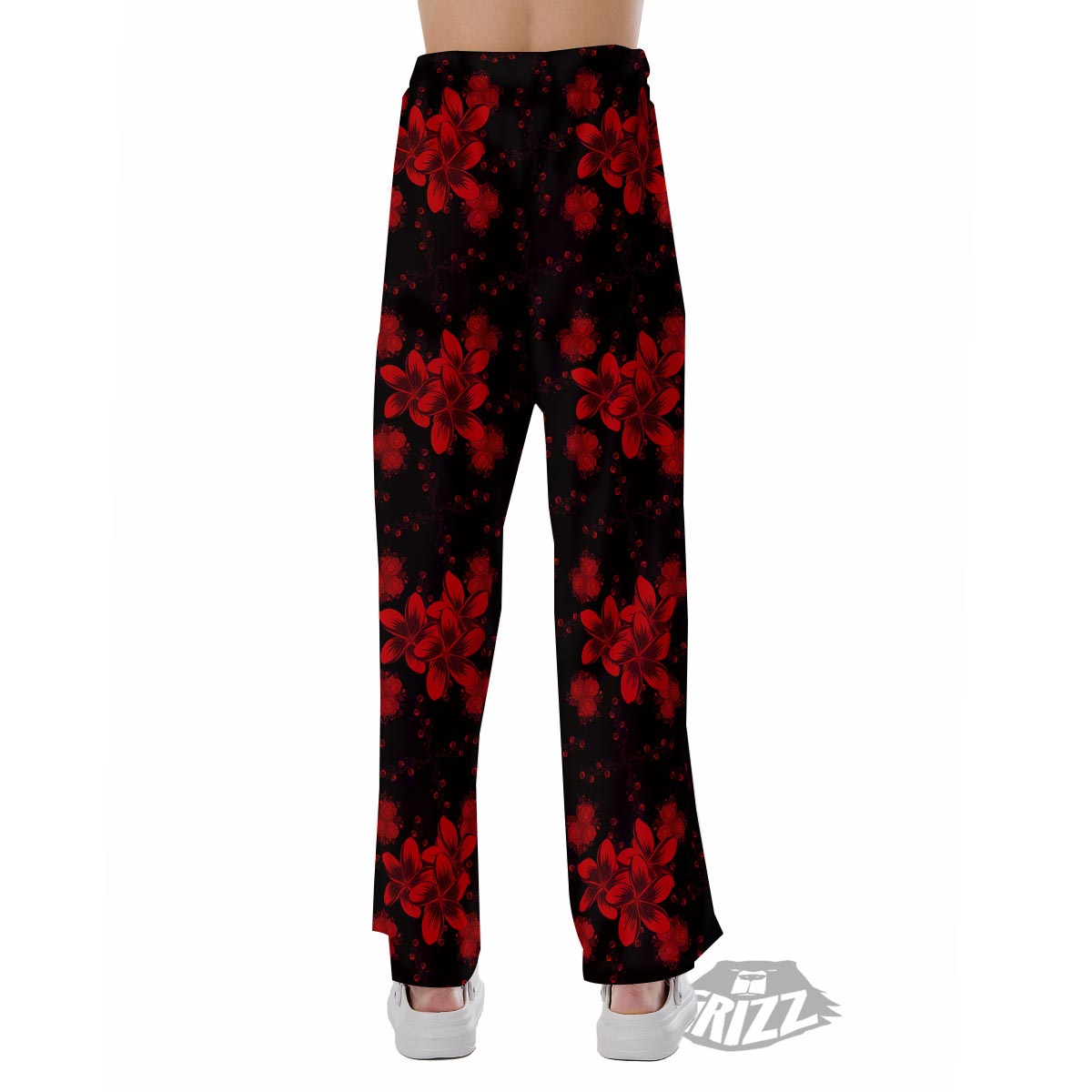Frangipani Black And Red Print Pattern Pajama Pants-grizzshop