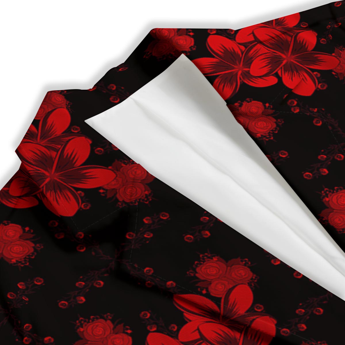 Frangipani Black And Red Print Pattern Women's Blazer-grizzshop