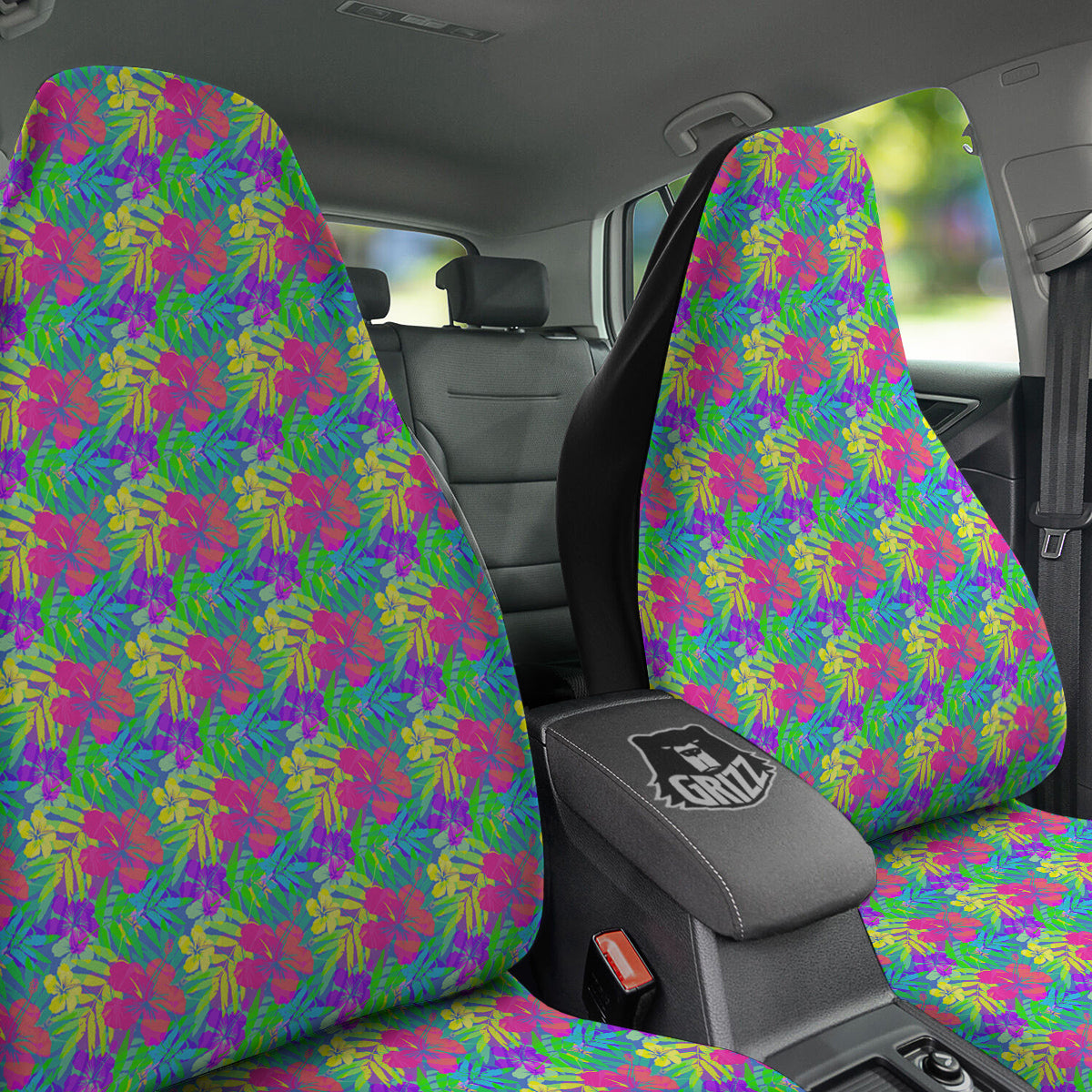 Frangipani Colorful Print Pattern Car Seat Covers-grizzshop