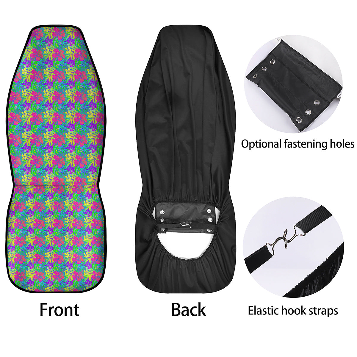 Frangipani Colorful Print Pattern Car Seat Covers-grizzshop