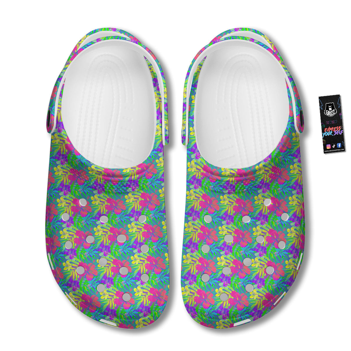 Frangipani Colorful Print Pattern Clog-grizzshop