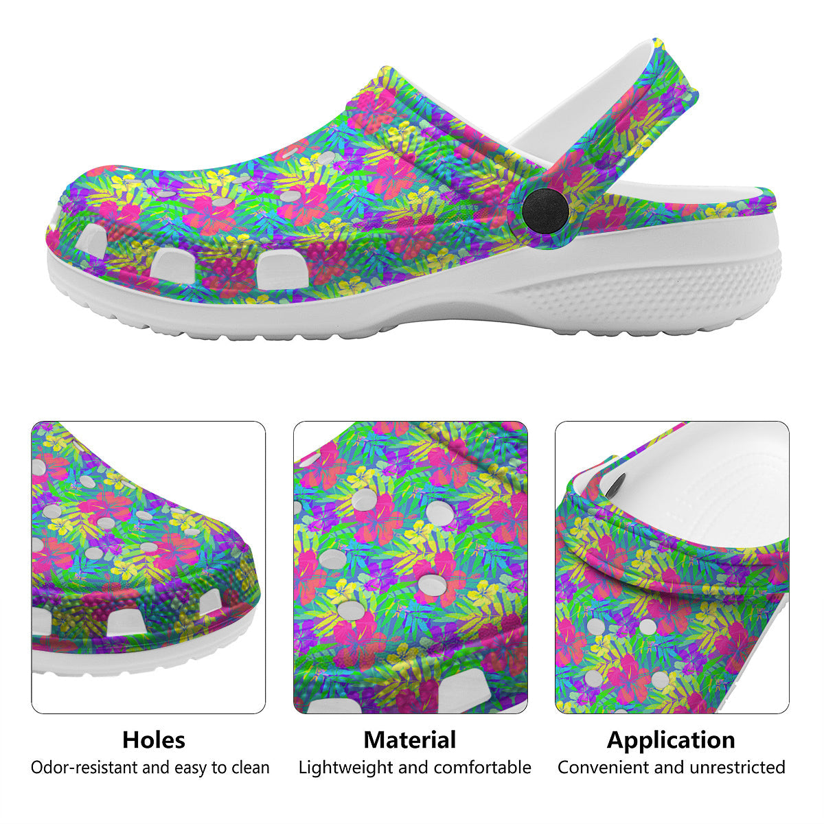Frangipani Colorful Print Pattern Clog-grizzshop