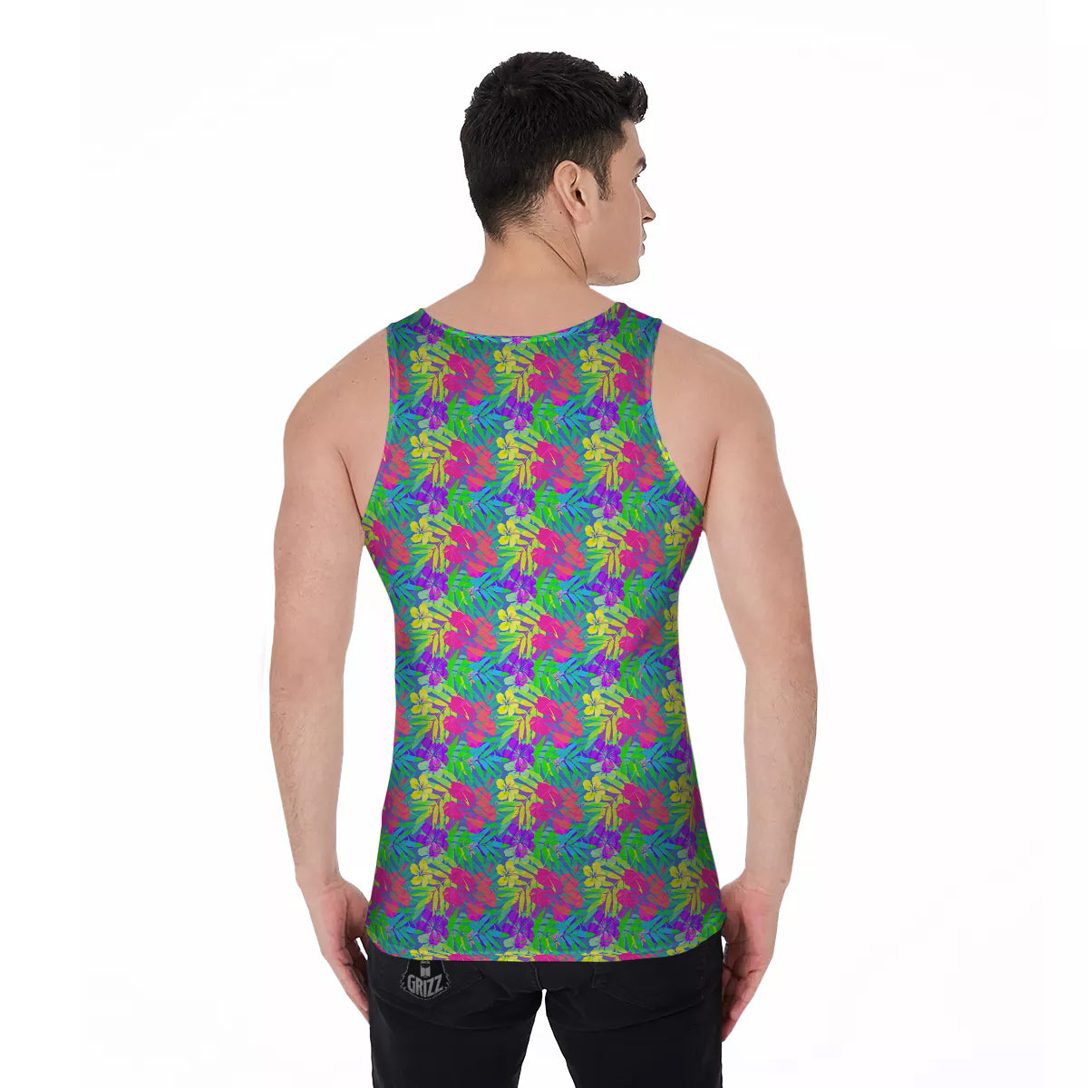 Frangipani Colorful Print Pattern Men's Tank Top-grizzshop