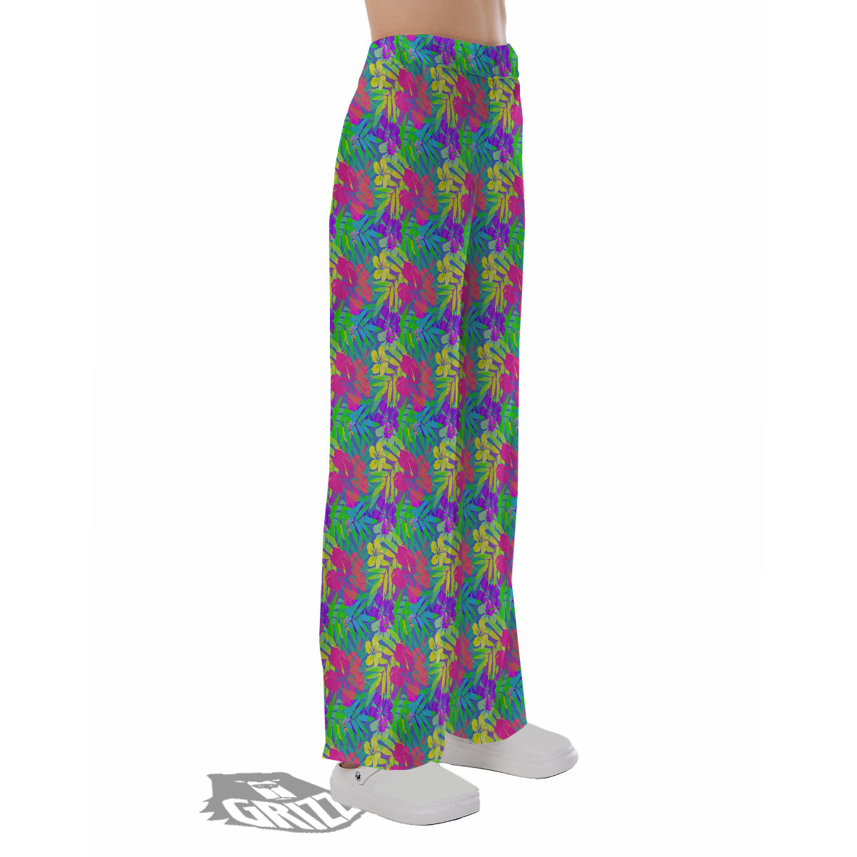 Frangipani Colorful Print Pattern Pajama Pants-grizzshop