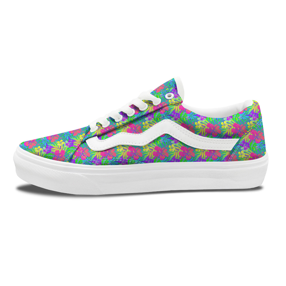 Frangipani Colorful Print Pattern Skate Shoes-grizzshop