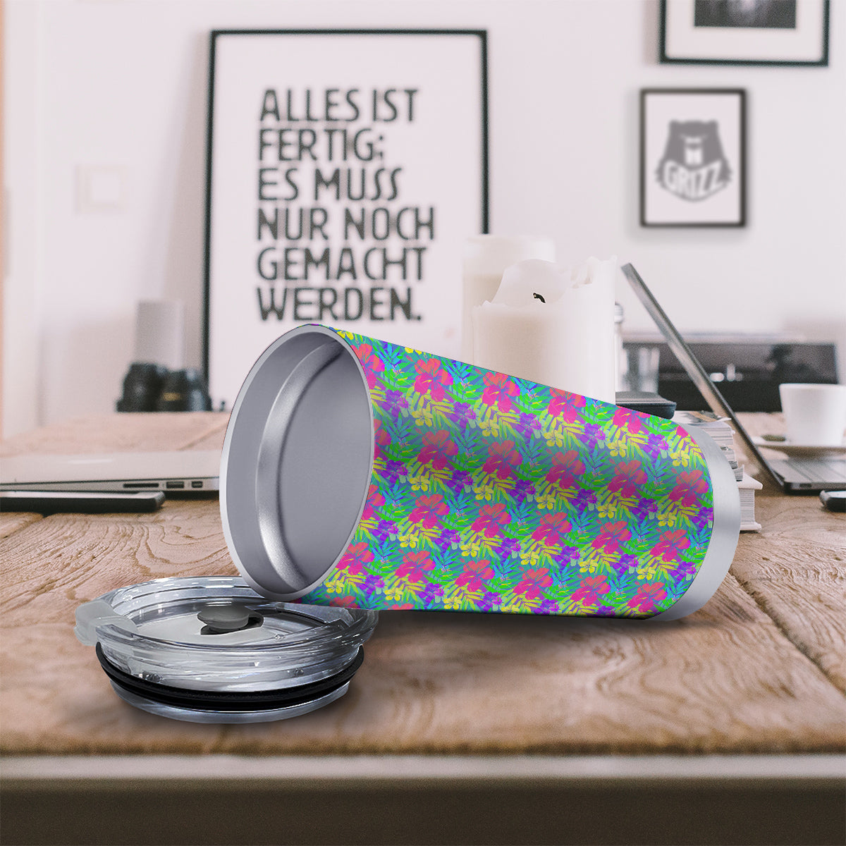 Frangipani Colorful Print Pattern Tumbler-grizzshop