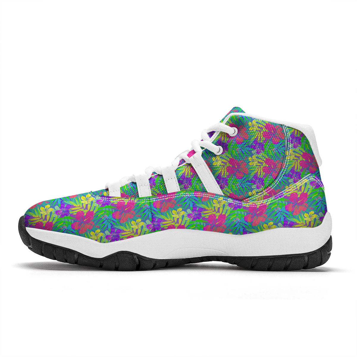 Frangipani Colorful Print Pattern White Bball Shoes-grizzshop