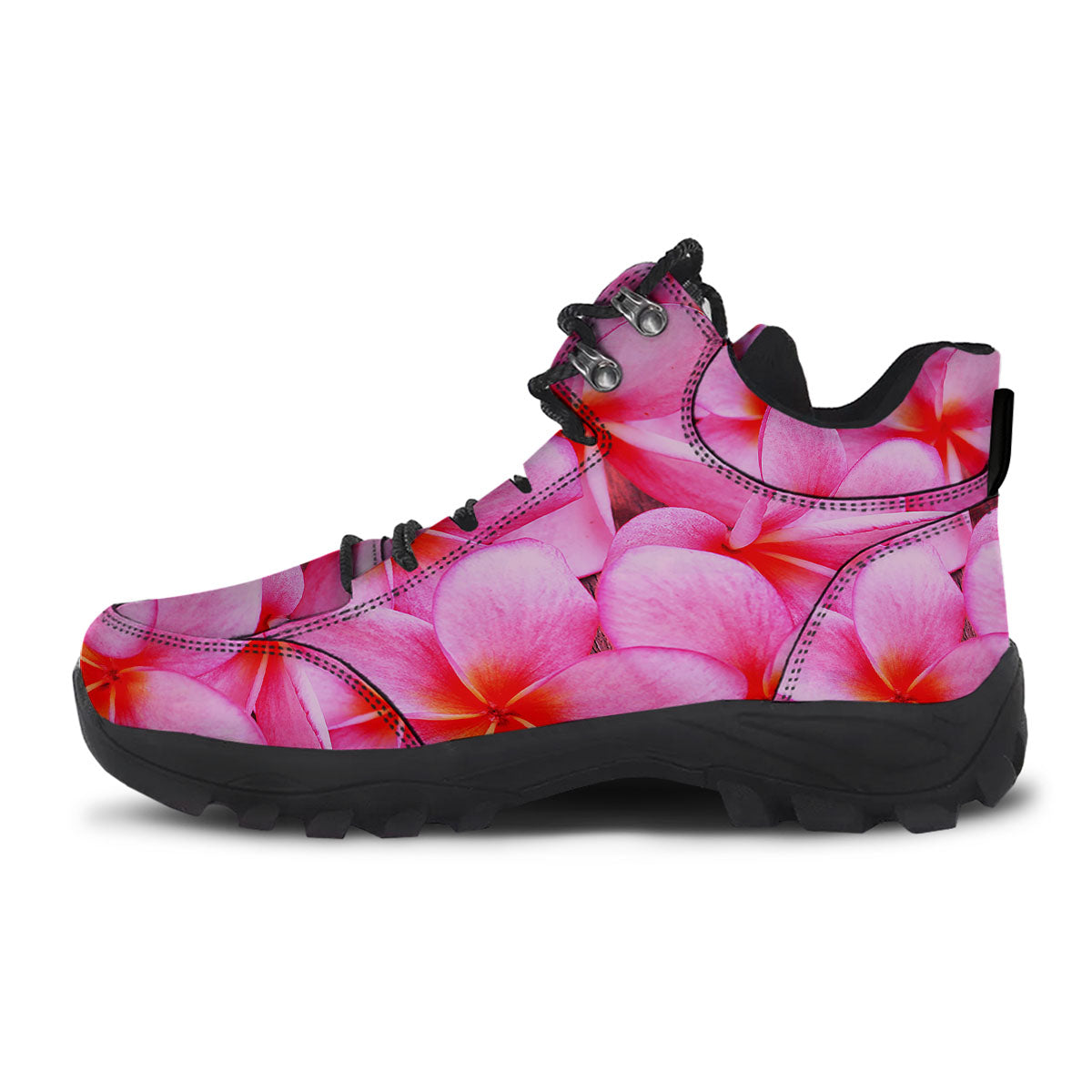 Frangipani Flower Pink Print Hiking Shoes-grizzshop