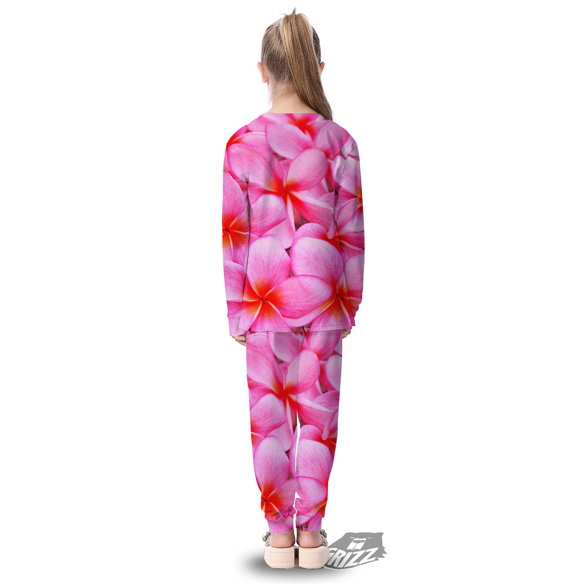 Frangipani Flower Pink Print Kid's Pajamas-grizzshop