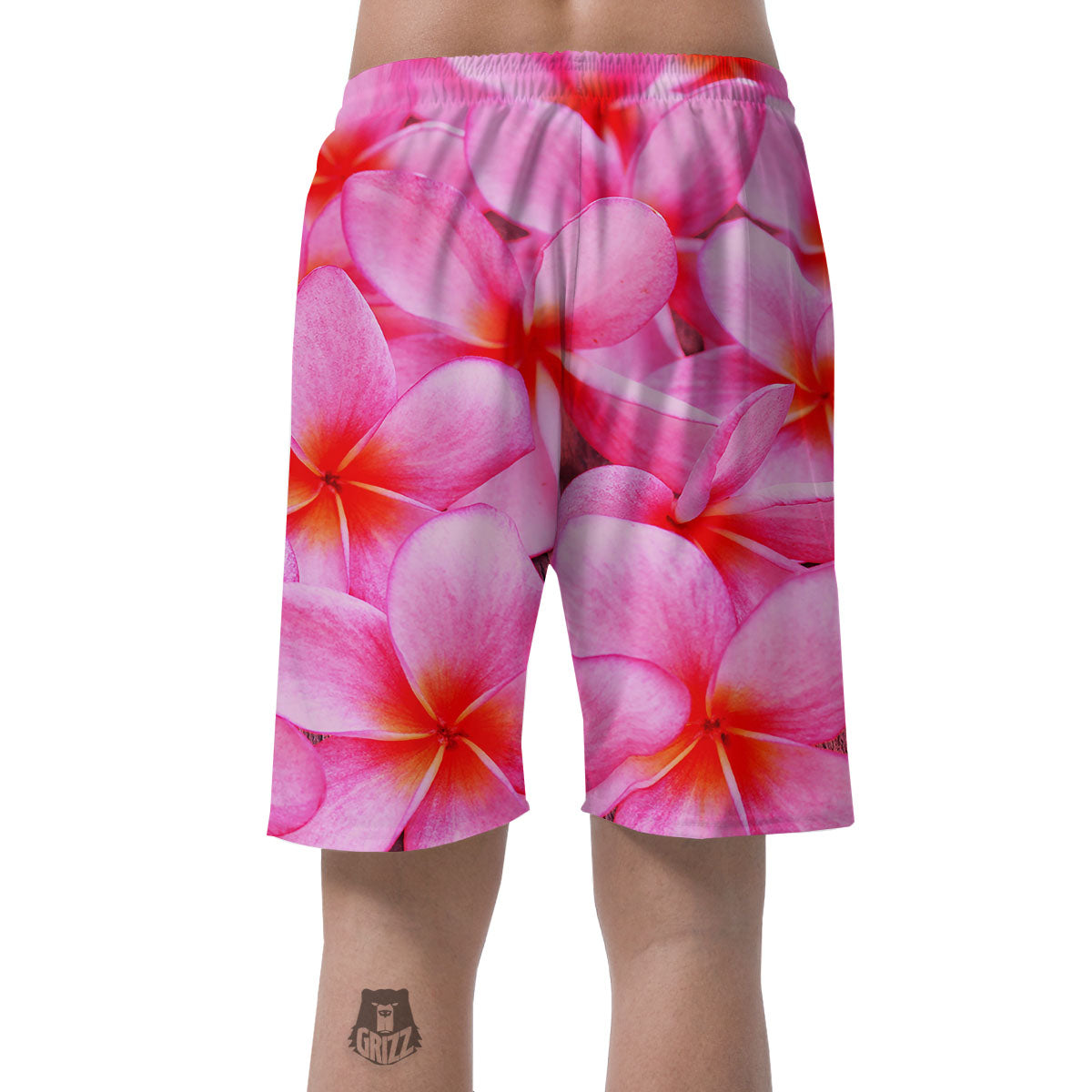 Frangipani Flower Pink Print Men's Shorts-grizzshop