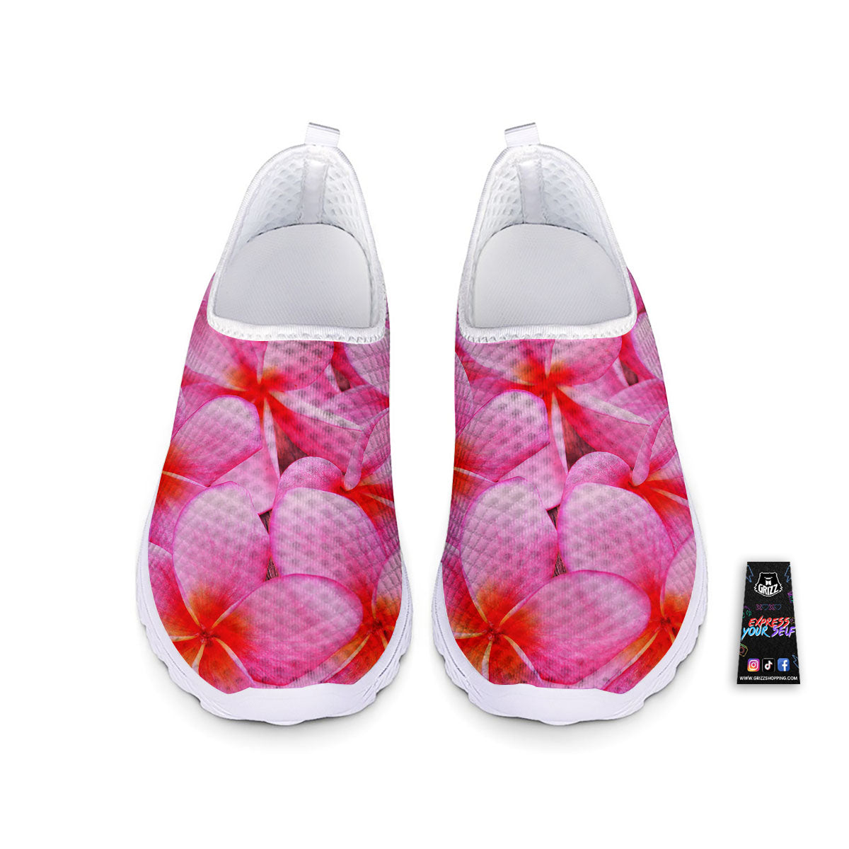 Frangipani Flower Pink Print Nurse Shoes-grizzshop