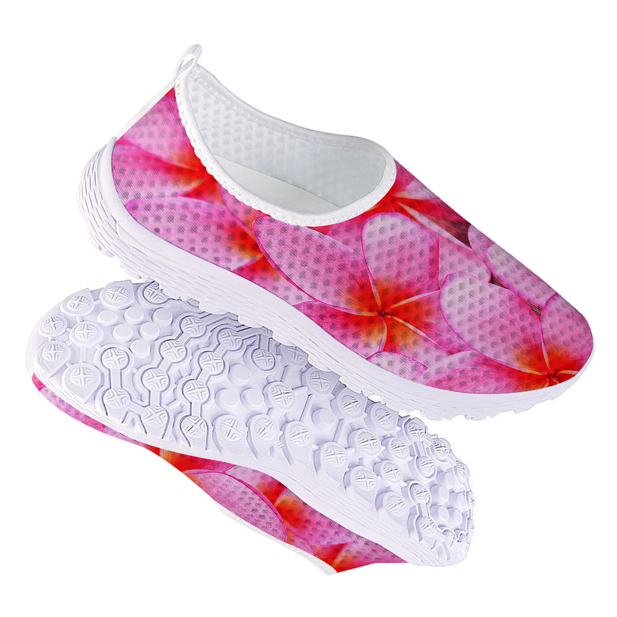 Frangipani Flower Pink Print Nurse Shoes-grizzshop