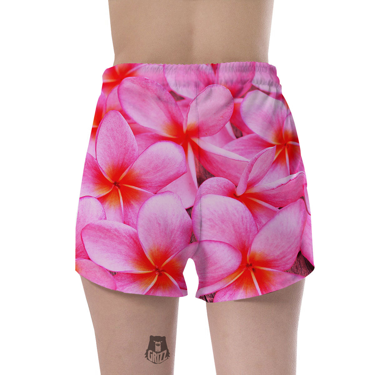 Frangipani Flower Pink Print Women's Shorts-grizzshop