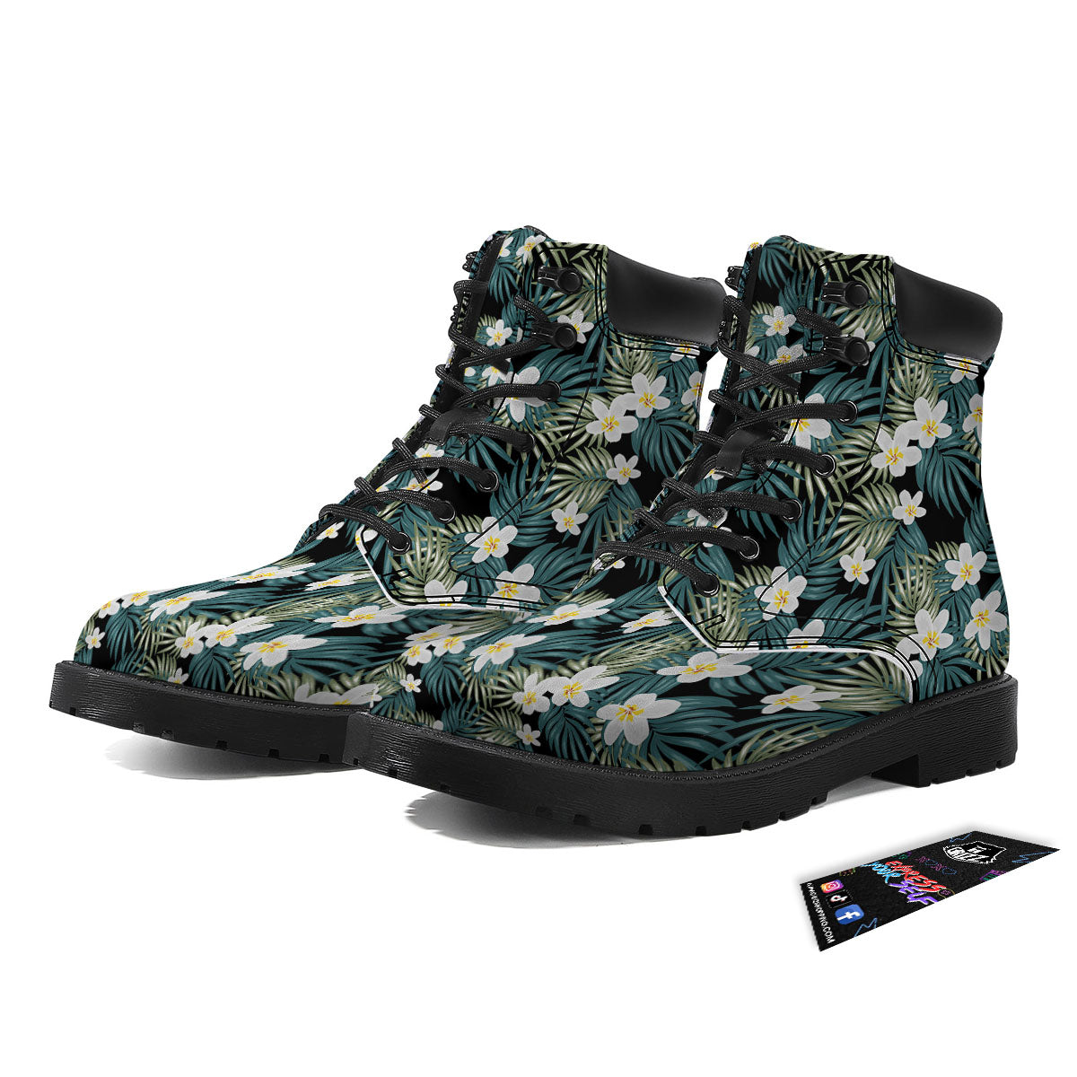Frangipani Flower Print Pattern Boots-grizzshop