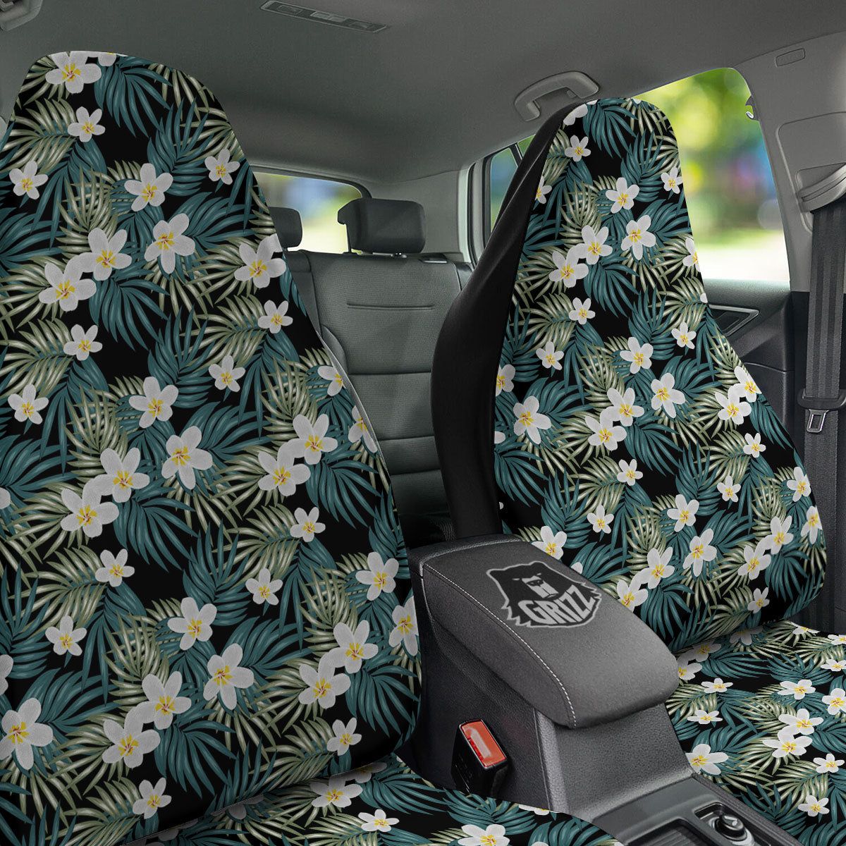 Frangipani Flower Print Pattern Car Seat Covers-grizzshop