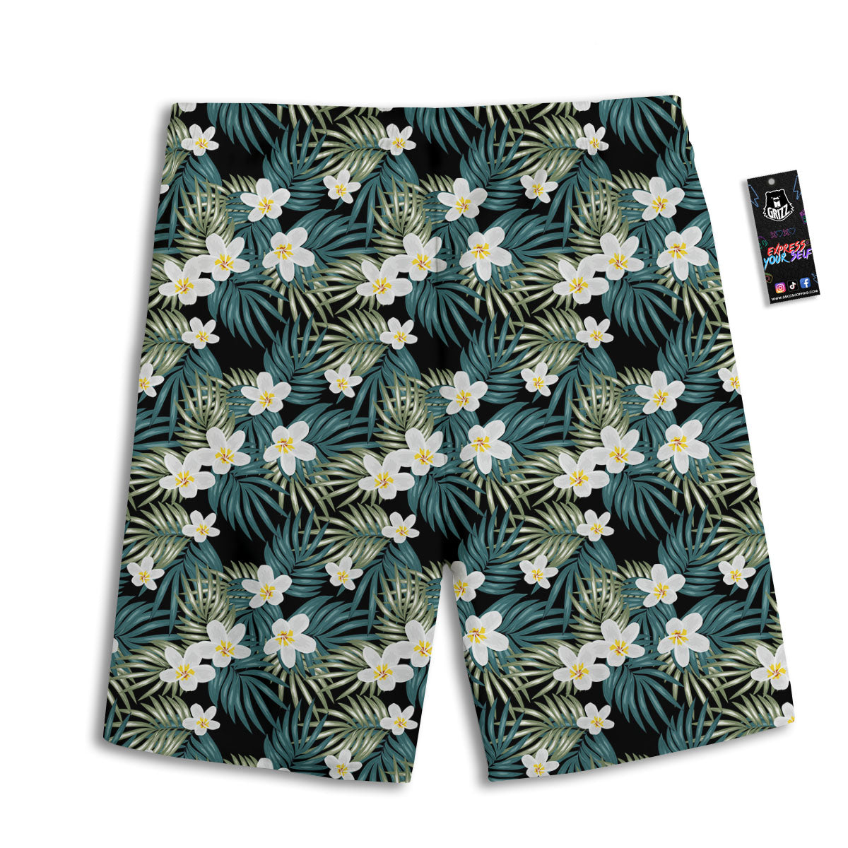 Frangipani Flower Print Pattern Men's Athletic Shorts-grizzshop