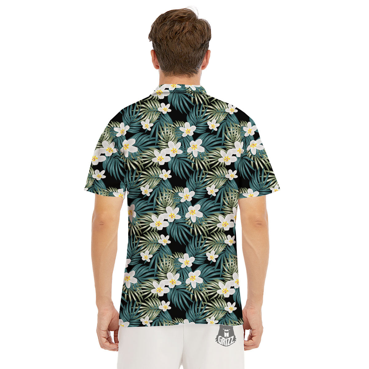 Frangipani Flower Print Pattern Men's Golf Shirts-grizzshop