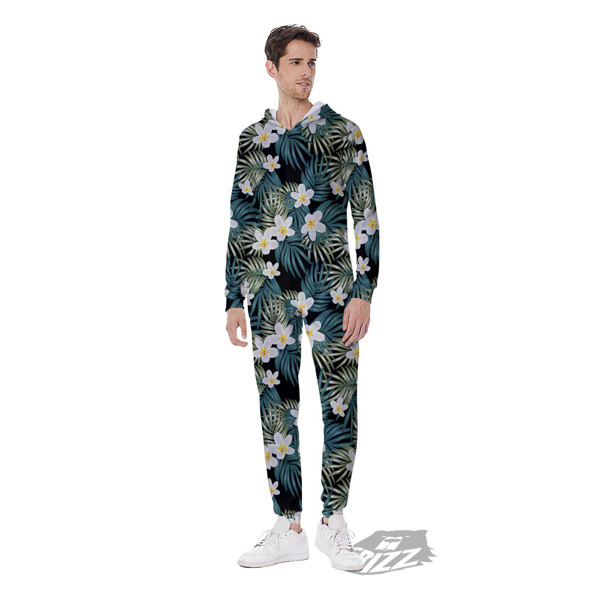 Frangipani Flower Print Pattern Men's Jumpsuit-grizzshop