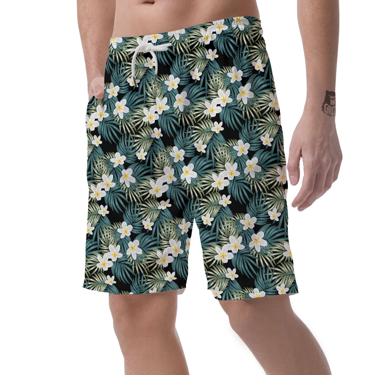 Frangipani Flower Print Pattern Men's Shorts-grizzshop