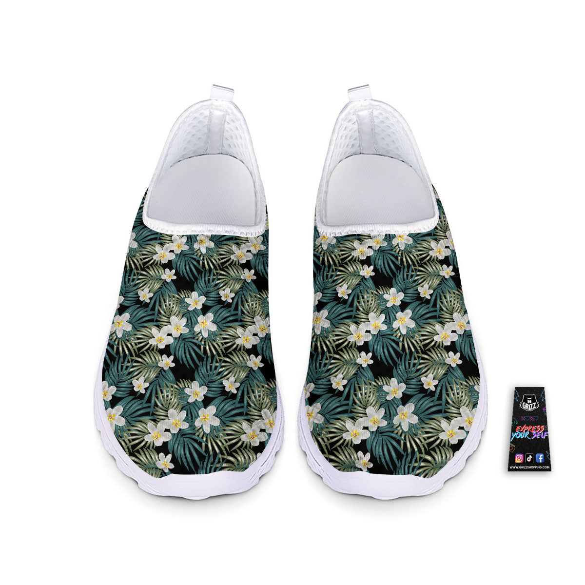 Frangipani Flower Print Pattern Nurse Shoes-grizzshop