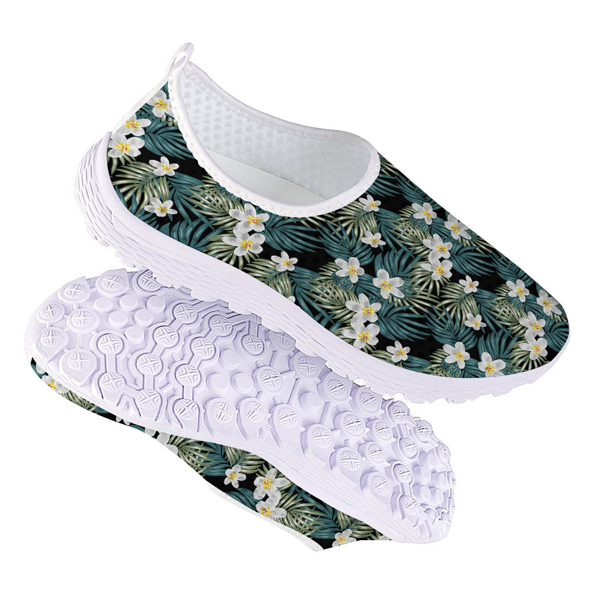 Frangipani Flower Print Pattern Nurse Shoes-grizzshop