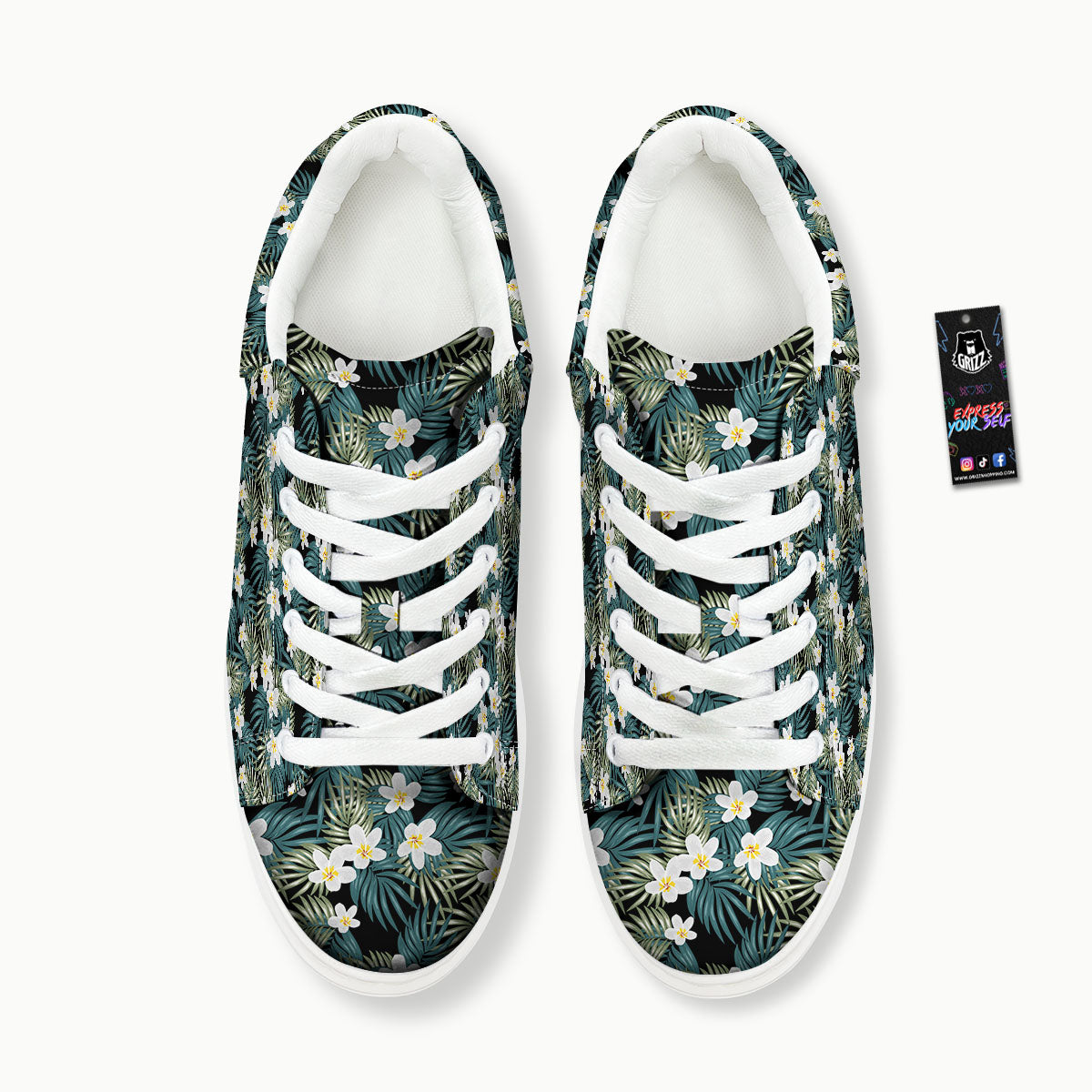 Frangipani Flower Print Pattern Platform Shoes-grizzshop