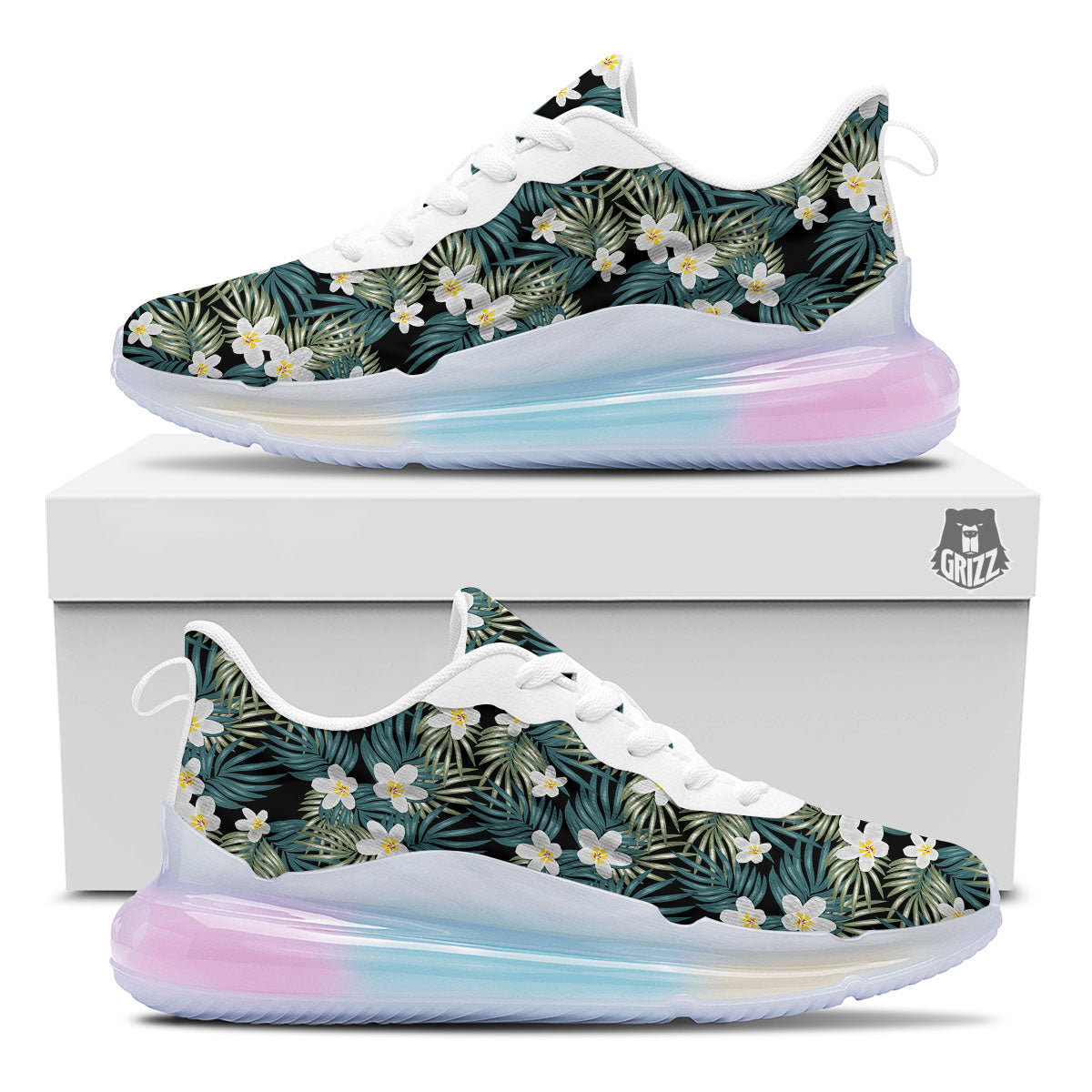 Frangipani Flower Print Pattern Running Sneakers-grizzshop