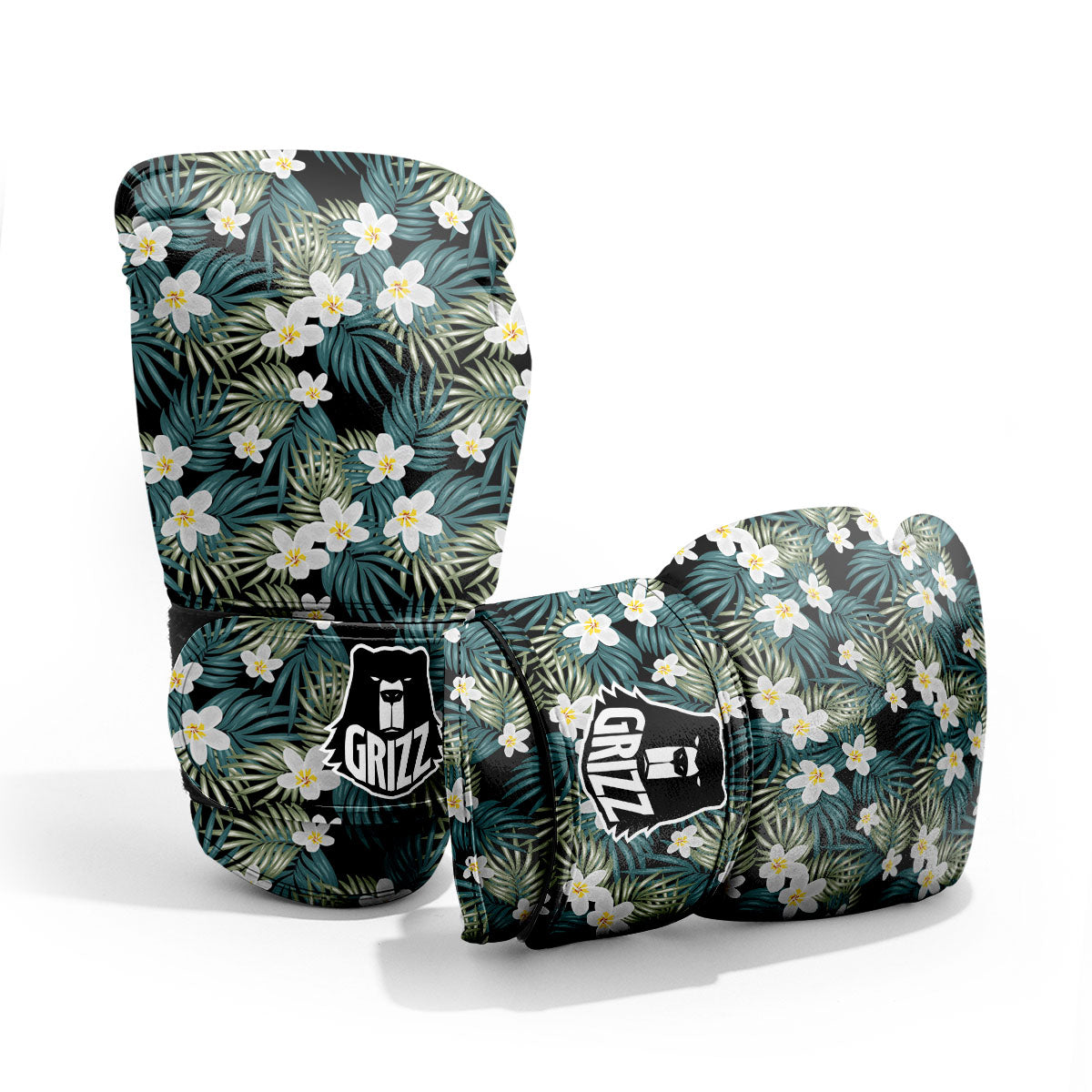 Frangipani Flower Print Pattern Sparring Gloves-grizzshop