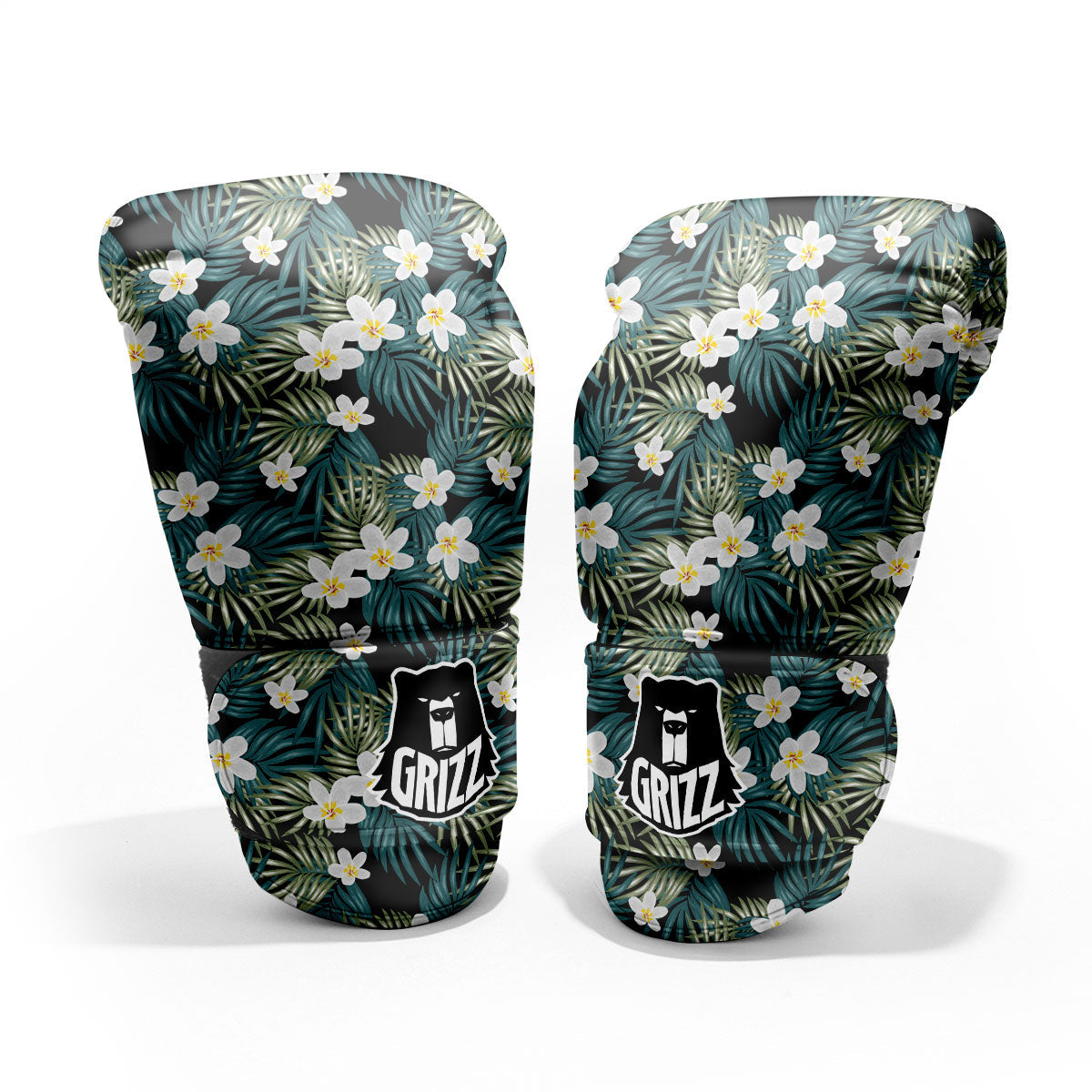 Frangipani Flower Print Pattern Sparring Gloves-grizzshop