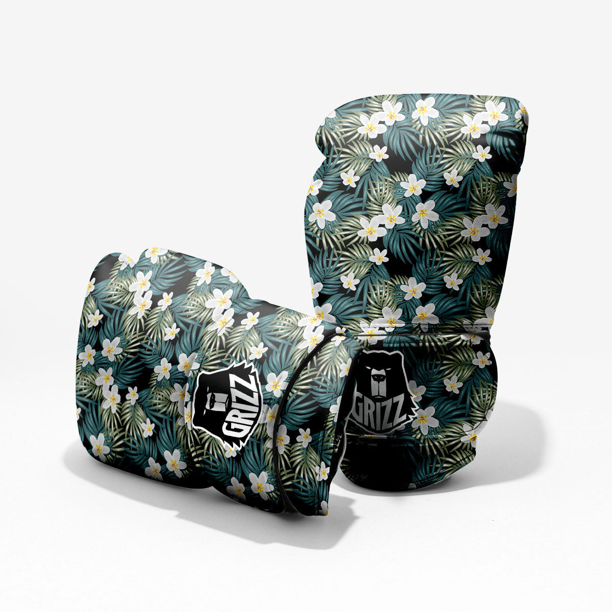 Frangipani Flower Print Pattern Sparring Gloves-grizzshop
