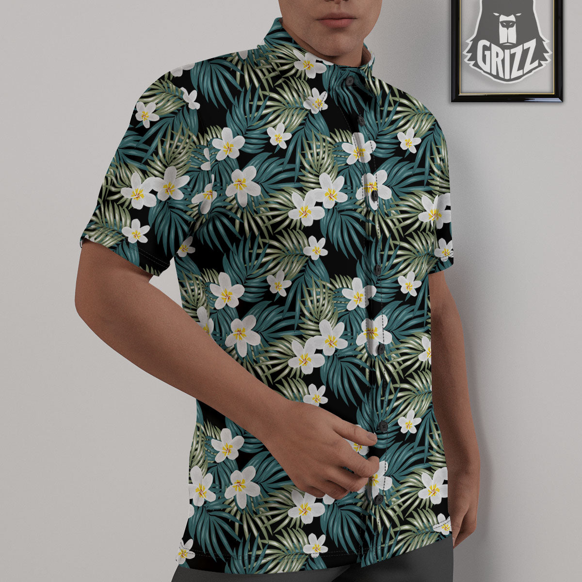 Frangipani Flower Print Pattern Untucked Shirts-grizzshop