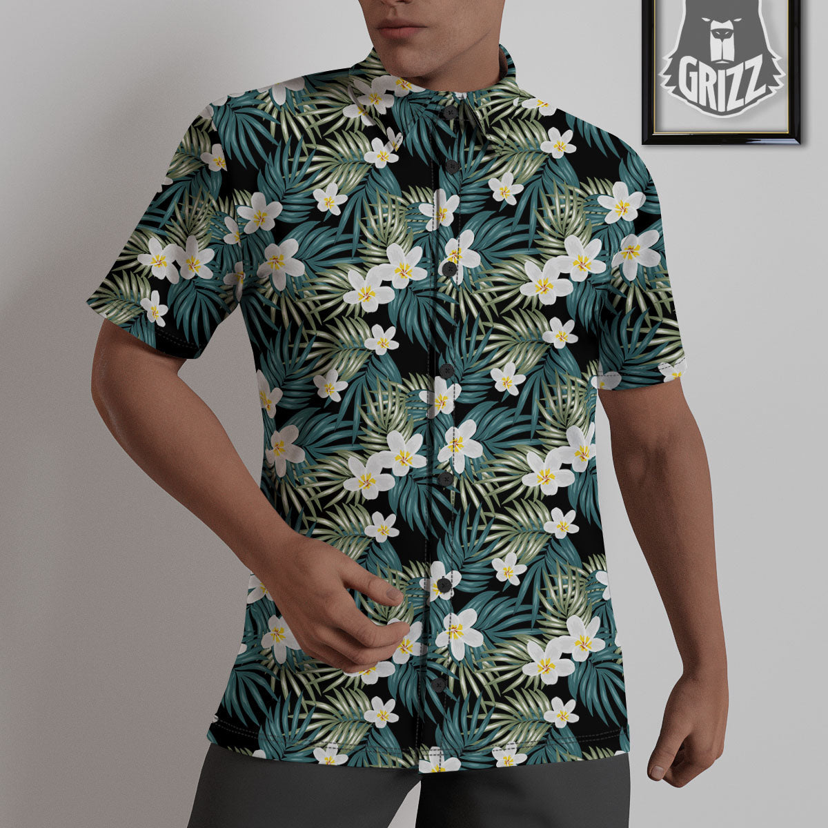 Frangipani Flower Print Pattern Untucked Shirts-grizzshop