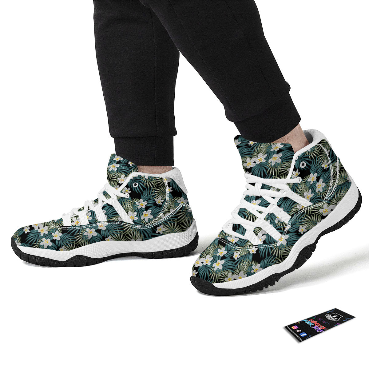 Frangipani Flower Print Pattern White Bball Shoes-grizzshop