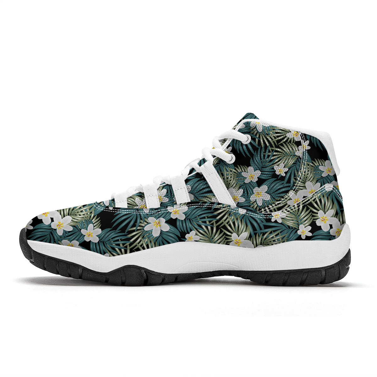 Frangipani Flower Print Pattern White Bball Shoes-grizzshop