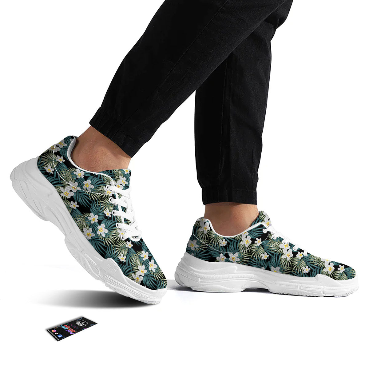 Frangipani Flower Print Pattern White Chunky Shoes-grizzshop