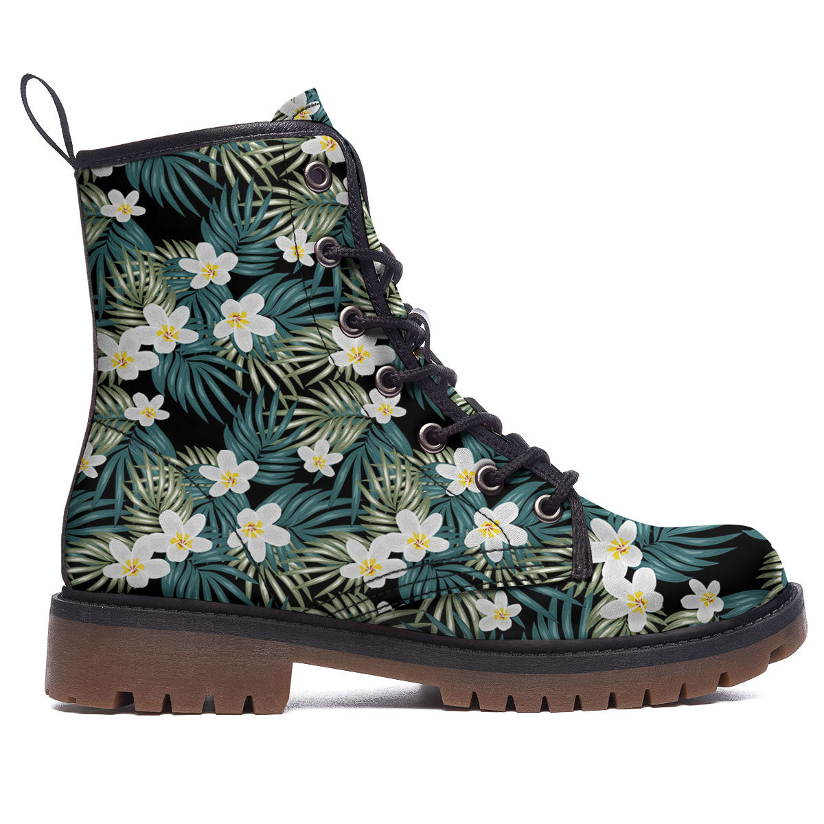 Frangipani Flower Print Pattern Work Boots-grizzshop